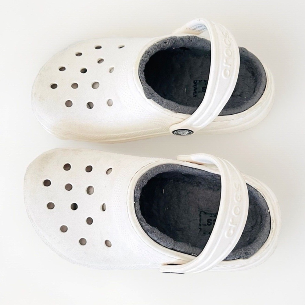 Crocs | Unisex Lined Toddler Girls Size  C10 Classic Clog White Slide Fur